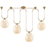 Jove Linear Pendant - Patina Brass / Seeded Cloud