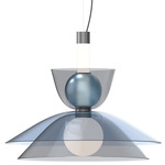 Gems Pendant - White Etched Glass / Cold Color