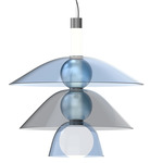 Gems Pendant - White Etched Glass / Cold Color