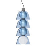 Gems Pendant - White Etched Glass / Cold Color