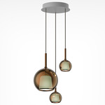 Glo Multi Light Pendant - Matte White Canopy / Mirroring Bronze Glass