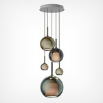 Glo Multi Light Pendant - Matte White Canopy / Mixed Colored Glass