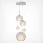 Glo Multi Light Pendant - Matte White Canopy / Transparent Glass