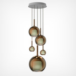 Glo Multi Light Pendant - Matte White Canopy / Mirroring Bronze Glass