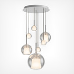 Glo Multi Light Pendant - Matte White Canopy / Transparent Glass