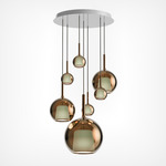 Glo Multi Light Pendant - Matte White Canopy / Mirroring Bronze Glass