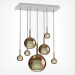Glo Multi Light Pendant - Matte White Canopy / Mirroring Bronze Glass