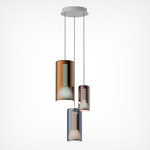Lit Multi Light Pendant - Matte White Canopy / Mixed Colored Glass