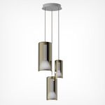 Lit Multi Light Pendant - Matte White Canopy / Mirroring Gold Glass