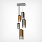 Lit Multi Light Pendant - Matte White Canopy / Mixed Colored Glass