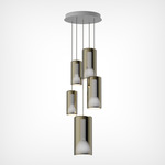 Lit Multi Light Pendant - Matte White Canopy / Mirroring Gold Glass