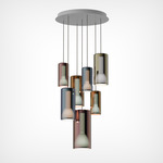 Lit Multi Light Pendant - Matte White Canopy / Mixed Colored Glass