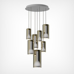 Lit Multi Light Pendant - Matte White Canopy / Mirroring Gold Glass