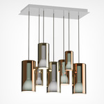 Lit Multi Light Pendant - Matte White Canopy / Mixed Colored Glass