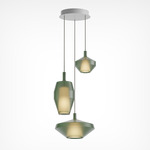 Mom Multi Light Pendant - Matte White Canopy / Sage Green Glass