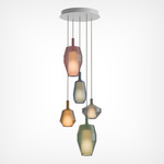 Mom Multi Light Pendant - Matte White Canopy / Multicolor Glass