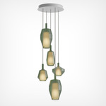 Mom Multi Light Pendant - Matte White Canopy / Sage Green Glass
