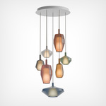 Mom Multi Light Pendant - Matte White Canopy / Multicolor Glass