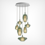 Mom Multi Light Pendant - Matte White Canopy / Sage Green Glass