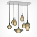 Mom Multi Light Pendant - Matte White Canopy / Sage Green Glass