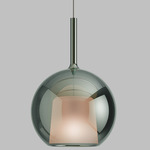 Glo Maxi Pendant - Matte Titanium Canopy / Mirroring Green Glass