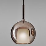 Glo Maxi Pendant - Matte Titanium Canopy / Rose Gold Glass