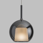 Glo Maxi Pendant - Matte Titanium Canopy / Mirroring Black Glass
