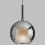Glo Maxi Pendant - Matte Titanium Canopy / Mirroring Silver Glass