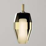 Mom Glossy Tall Pendant - Matte Titanium Canopy / Mirroring Gold Glass