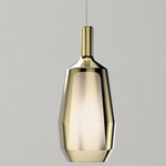 Mom Glossy Slim Pendant - Matte Titanium Canopy / Mirroring Gold Glass