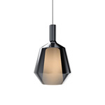 Mom Glossy Fatty Pendant - Matte Titanium Canopy / Mirroring Black Glass