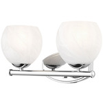 Colette Bathroom Vanity Light - Chrome / Feathered White