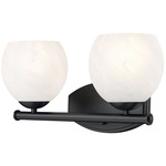 Colette Bathroom Vanity Light - Matte Black / Feathered White