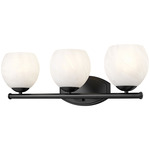 Colette Bathroom Vanity Light - Matte Black / Feathered White