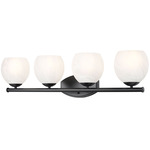 Colette Bathroom Vanity Light - Matte Black / Feathered White