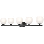 Colette Bathroom Vanity Light - Matte Black / Feathered White