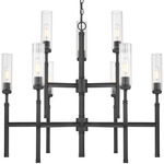 Esme 2-Tier Chandelier - Matte Black / Clear