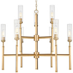 Esme 2-Tier Chandelier - Modern Gold / Clear