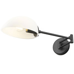 Breton Swing Arm Wall Sconce - Matte Black / White