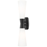 Emrys Wall Sconce - Matte Black / White Opal