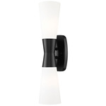 Emrys Wall Sconce - Matte Black / White Opal