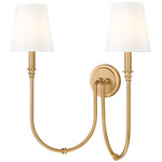Jisele 2-Light Wall Sconce - Rubbed Brass / White