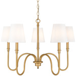 Jisele Chandelier - Rubbed Brass / White