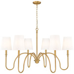 Jisele Chandelier - Rubbed Brass / White