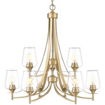 Joliet Chandelier - Burnished Brass / Clear
