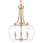 Joliet Dome Pendant - Burnished Brass / Clear