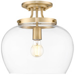 Joliet Semi Flush Ceiling Light - Burnished Brass / Clear