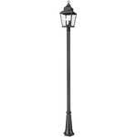 Raphael Outdoor Post Light with Decorative Post/Hexagon Base - Sand Black / Clear Seedy