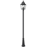 Raphael Outdoor Post Light with Decorative Post/Hexagon Base - Sand Black / Clear Seedy