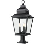 Raphael Outdoor Pier Light with Traditional Base - Sand Black / Clear Seedy